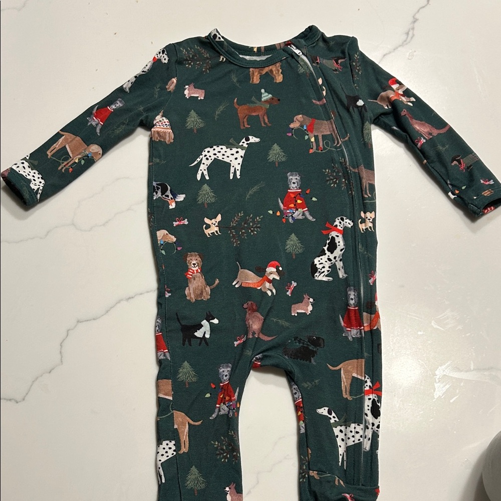 Pottery Barn Kids holiday dogs footie pajama NWOT. Never worn